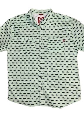 Tumbleweed Texstyles ~ Men’s X-Large ~ Blue ~ Fish Design ~ Button Up Shirt